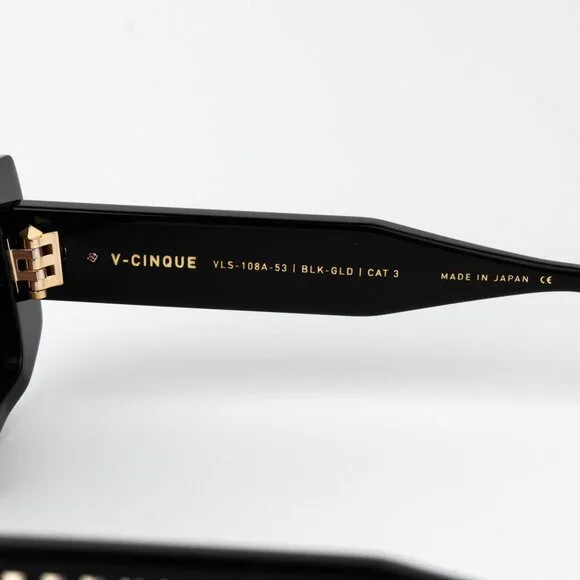 Valentino Men Sunglasses Black Gold Rose Square V - CINQUE VLS-108A-53